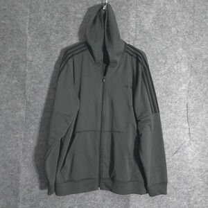 Adidas Full Zip Hoodie Jacket Men XL Athletic Athleisure Tricot Sportswear Green